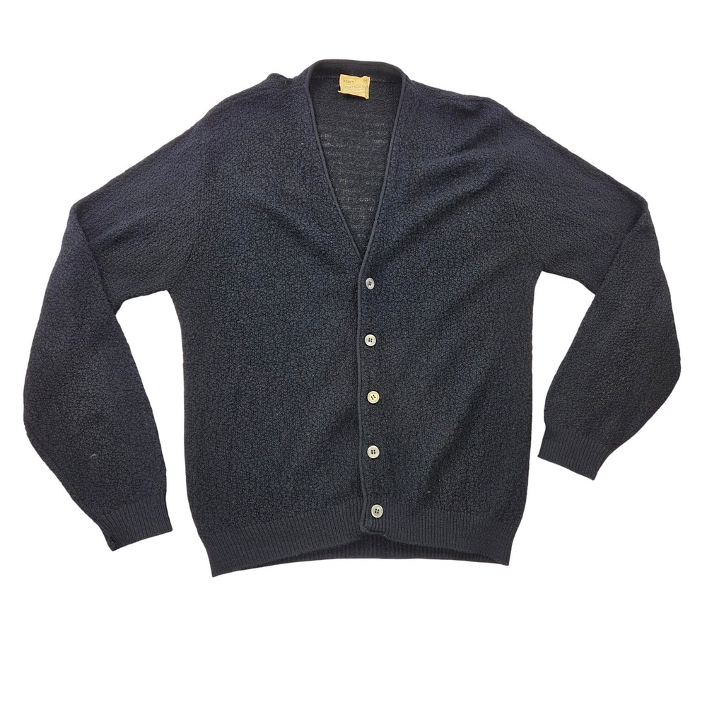 Vintage Sears Navy Blue V-neck Button Down Cardigan Men size Medium 50s 60s
